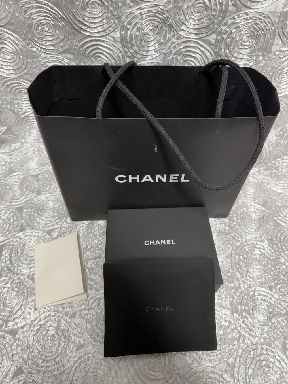 CHANEL Black Bag with Black Box and Pouch (wallet box & pouch) Authentic